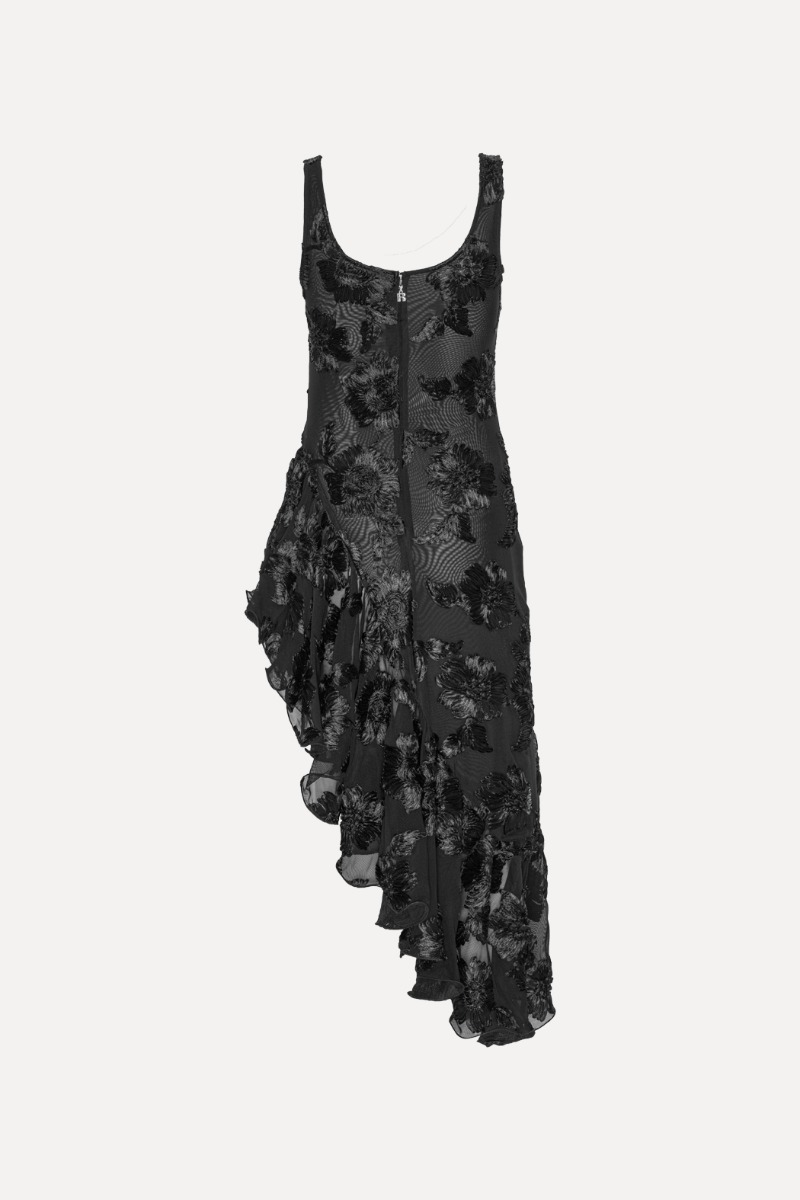 パーティードレス Rotate Birger Christensen 'Flower Mesh Ruffle' Dress Flower Mesh Ruffle Dress Black - ROTATE Birger Christensen