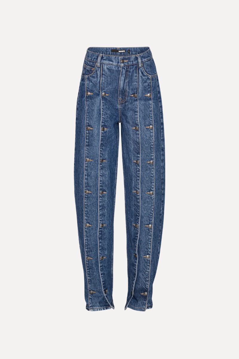 Button Detail Wide Jeans Blue - ROTATE Birger Christensen