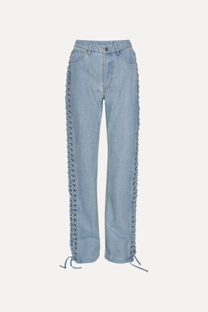 デニム・ジーパン ROTATE BIRGER CHRISTENSEN 'Denim Laced Leg' jeans Laced Straight Leg Jeans Blue - ROTATE Birger Christensen