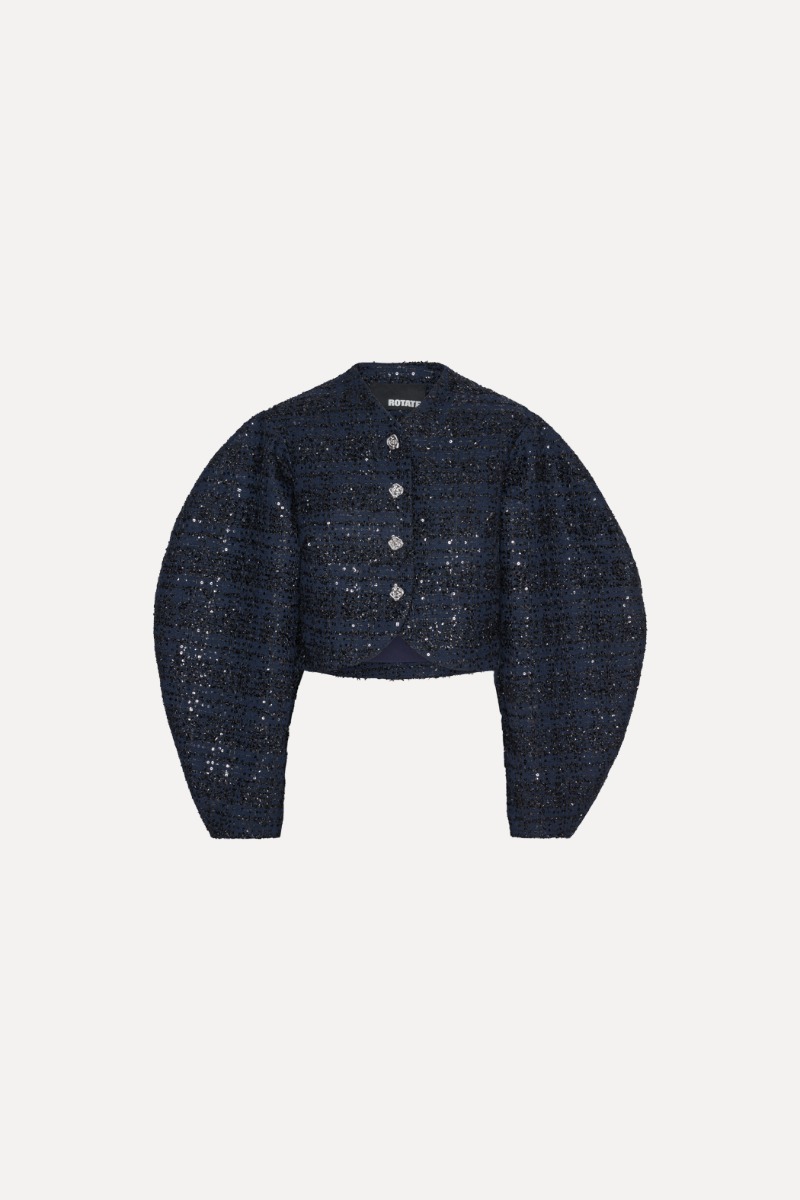 【関税&送料込】Rotate Birger Christensen Navy Blue Boucle M Boucle Short Jacket Dark Blue - ROTATE Birger Christensen
