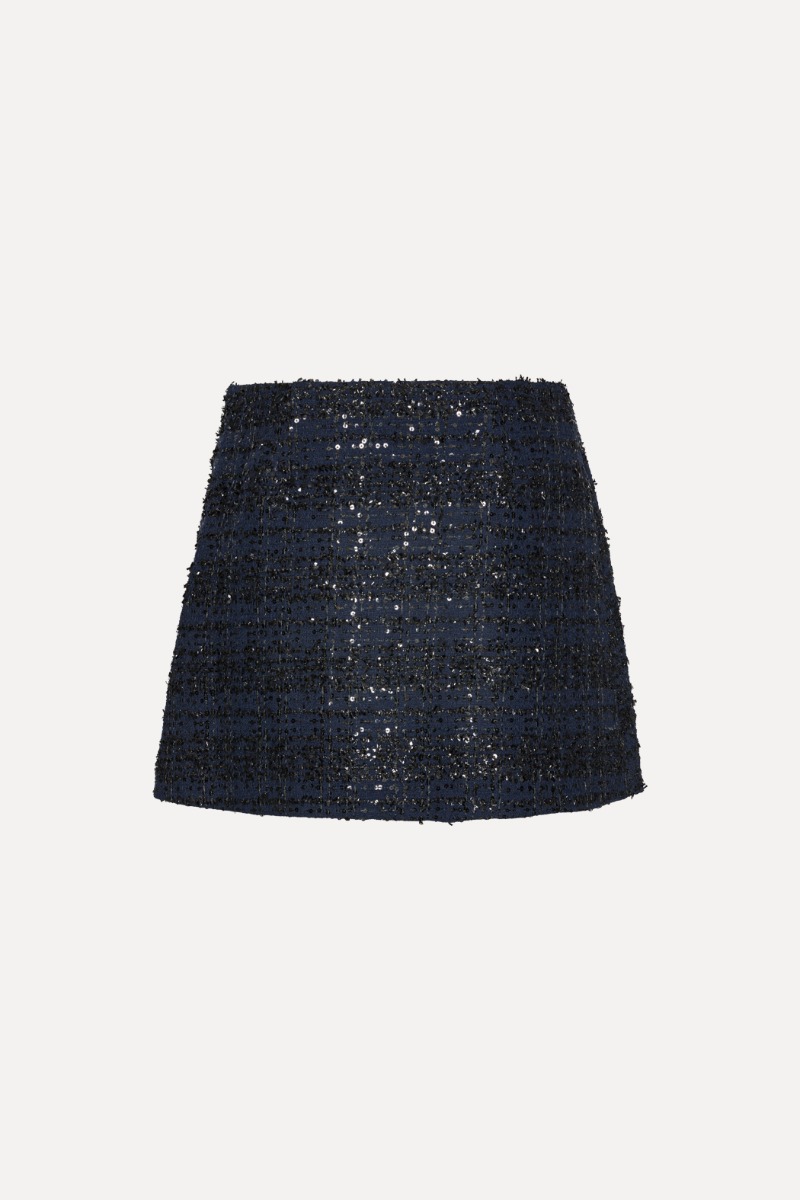 【関税&送料込】Rotate Birger Christensen Navy Blue Boucle M Boucle Mini Skirt Dark Blue - ROTATE Birger Christensen