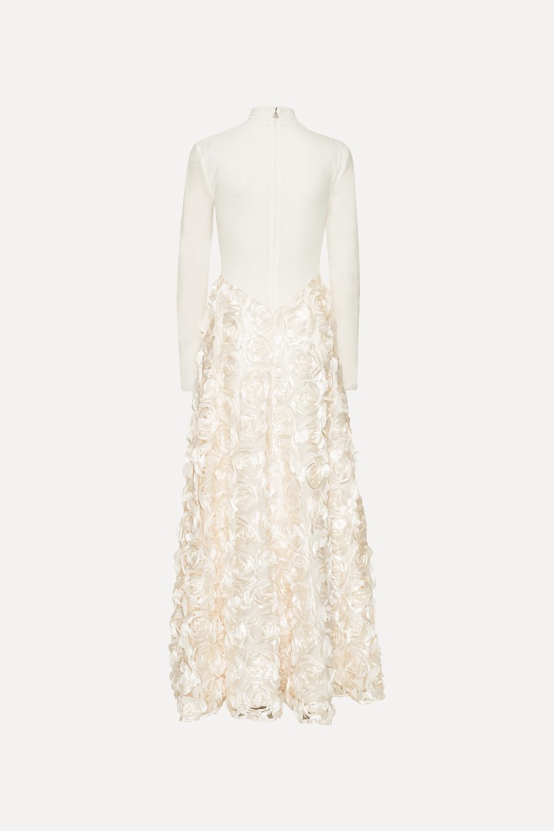 【関税&送料込】Rotate Birger Christensen Long Cream-Colored ROTATE BIRGER CHRISTENSEN Belted V-neck Maxi Dress