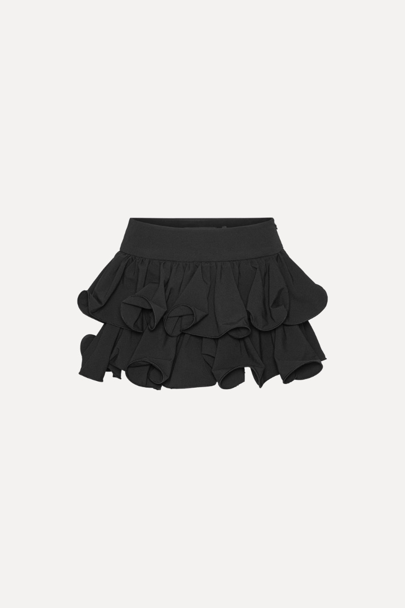 ミニスカート ROTATE SS25 'Wide Ruffle Mini' skirt (114264100 100) Wide Ruffle Mini Skirt Black - ROTATE Birger Christensen