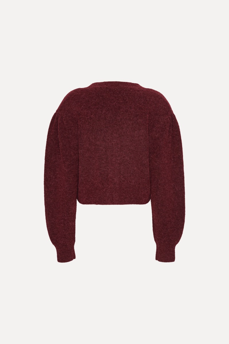 Knit Puffsleeve Cardigan Bordeaux - ROTATE Birger Christensen
