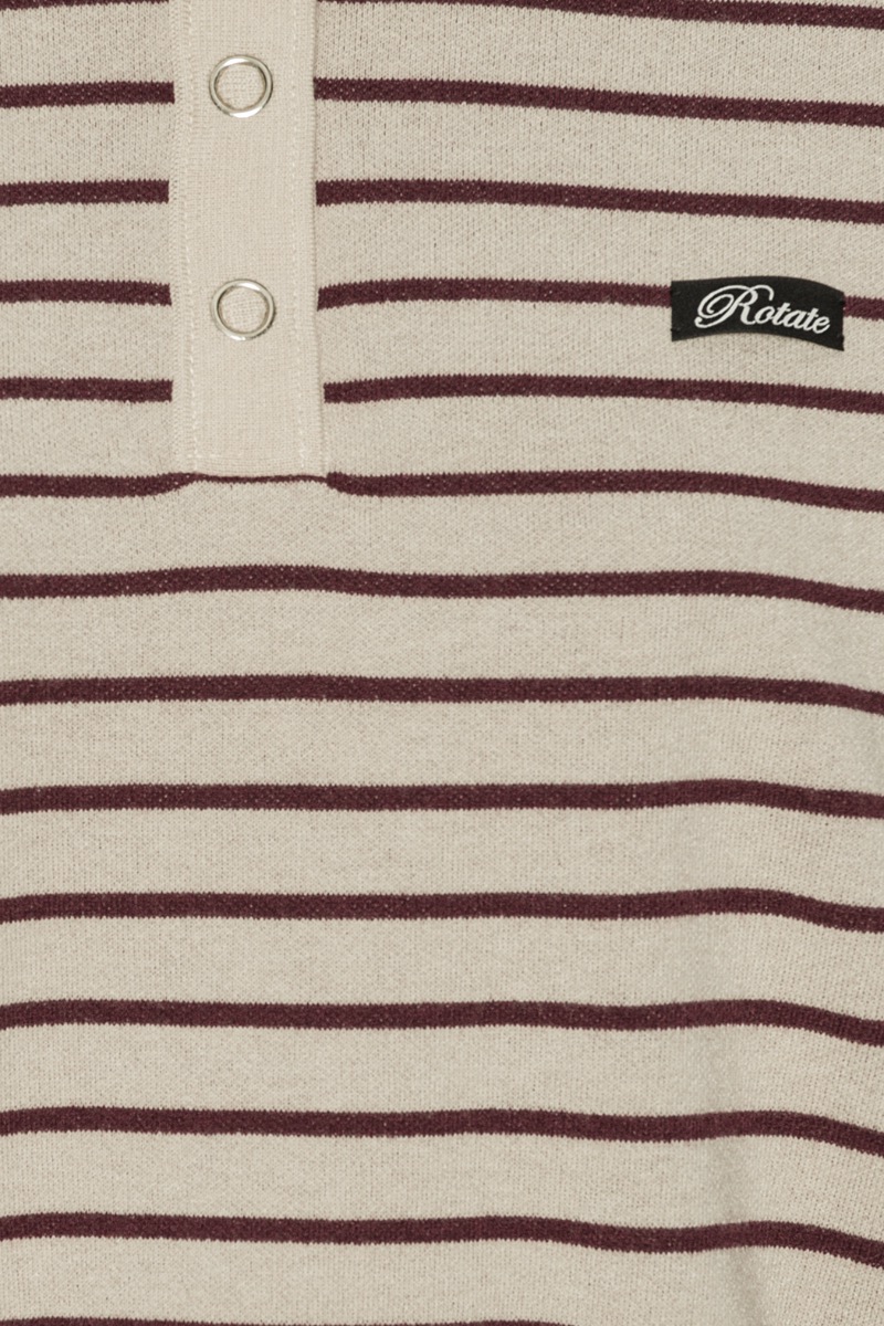 Tシャツ・カットソー ROTATE FW25 'Slinky Knit' polo shirt (1143041764 1764) Slinky Knit Polo Striped Beige - ROTATE Birger Christensen