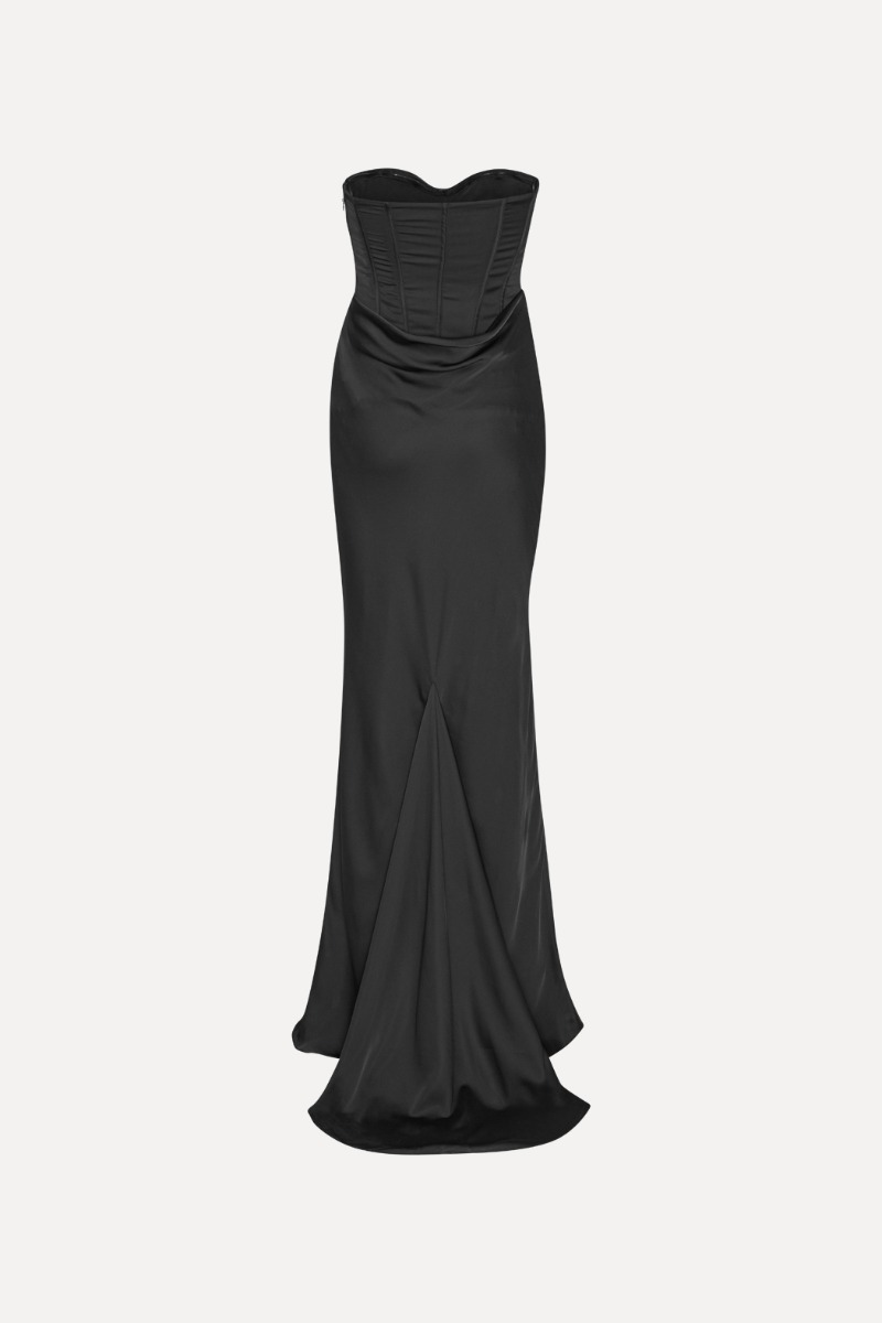 ワンピース ROTATE FW25 'Satin Corset Maxi' dress (114330100 100) Satin Corset Maxi Dress Black - ROTATE Birger Christensen
