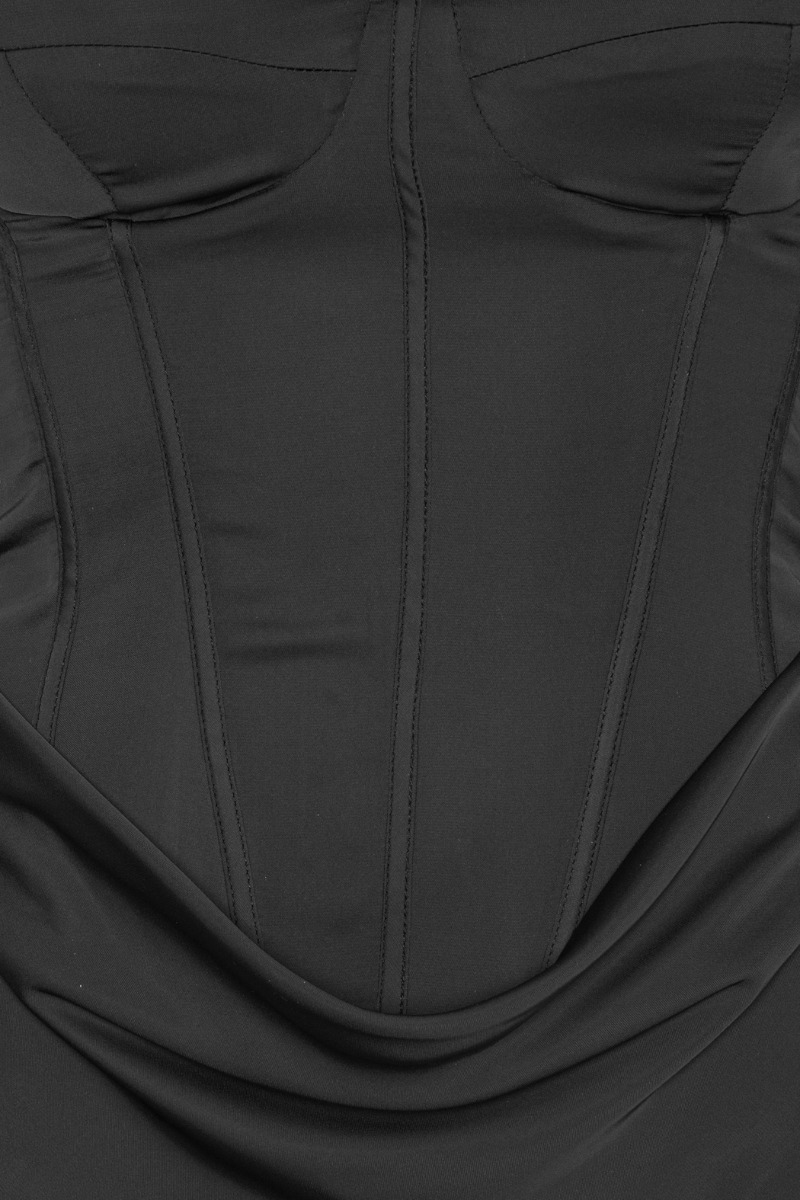 Satin Corset Maxi Dress Black - ROTATE Birger Christensen