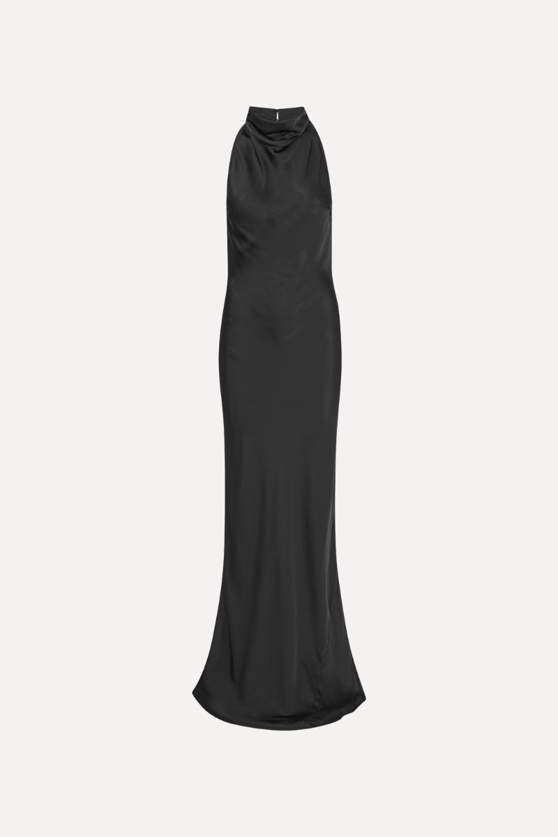 Satin Maxi Dress Black - ROTATE Birger Christensen