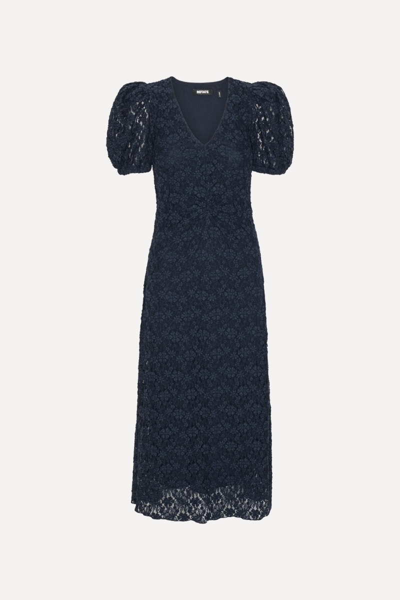Lace Puff Sleeve Dress Dark Blue - ROTATE Birger Christensen