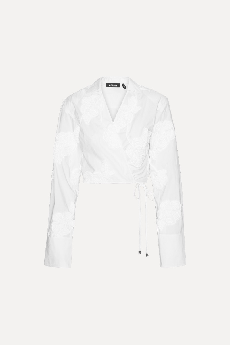 Organic cotton wrap top（white） Ultra-Soft Short-Sleeve Cotton Wrap Top in White - Retro