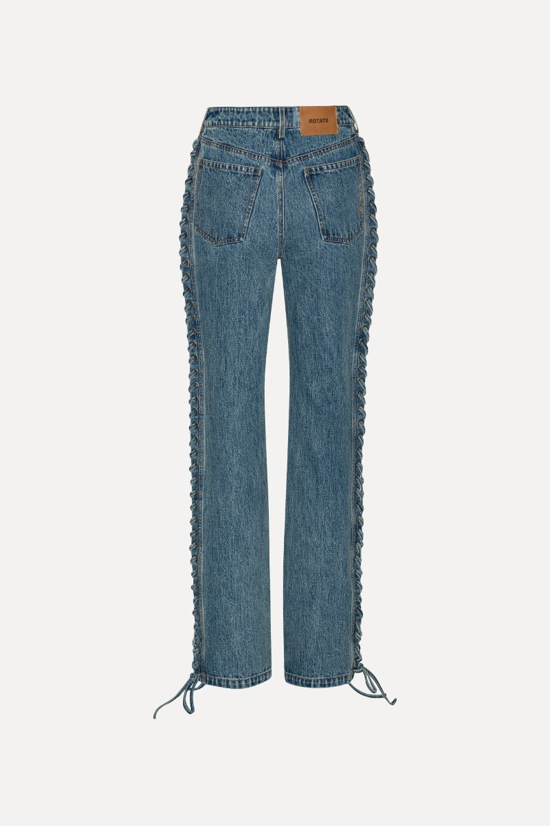 デニム・ジーパン ROTATE BIRGER CHRISTENSEN 'Laced Straight Leg' jeans Laced Straight Leg Jeans Blue - ROTATE Birger Christensen