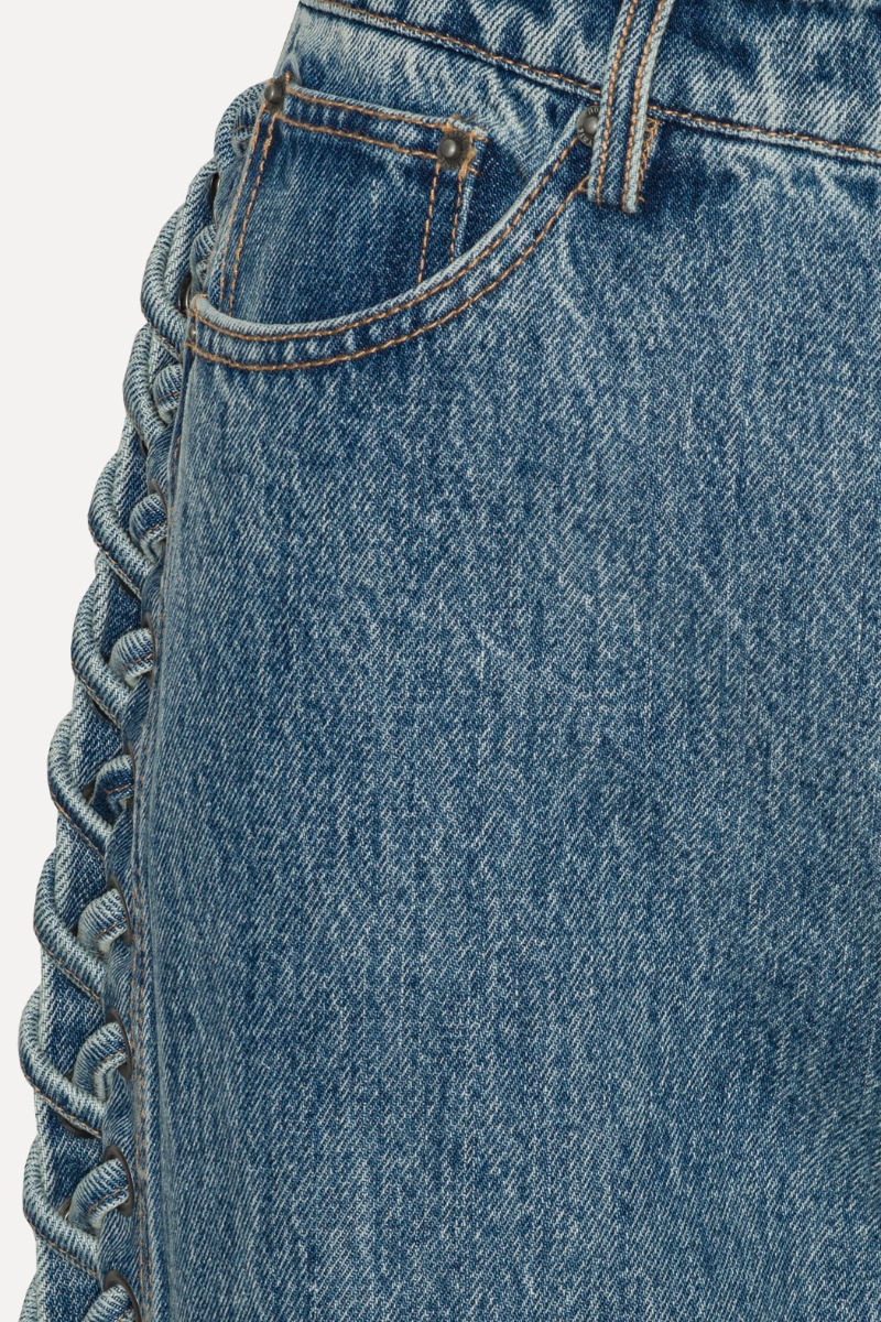 デニム・ジーパン ROTATE BIRGER CHRISTENSEN 'Laced Straight Leg' jeans Laced Straight Leg Jeans Blue - ROTATE Birger Christensen