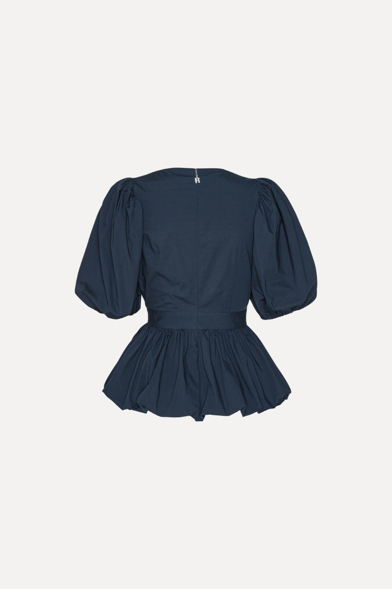 Puff Sleeve Bubble Top Dark Blue - ROTATE Birger Christensen