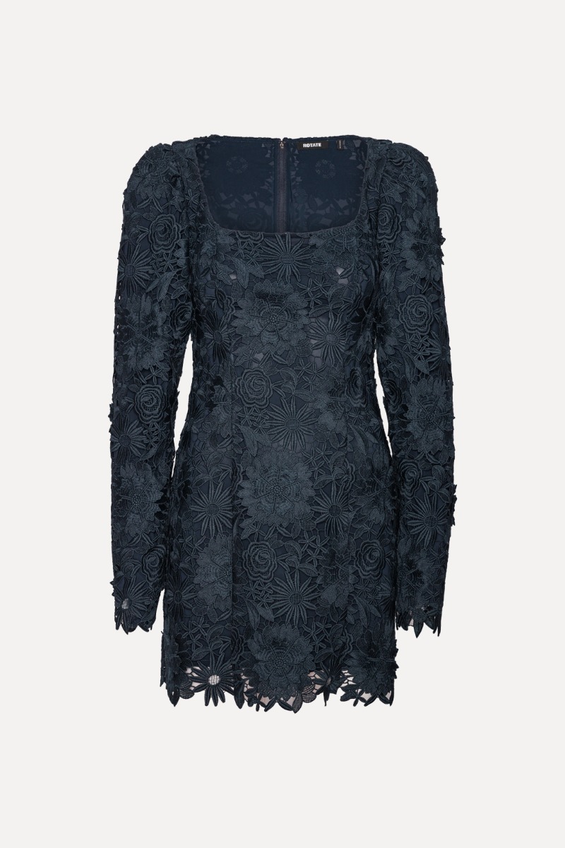 3d Lace Ls Mini Dress Dark Blue - ROTATE Birger Christensen