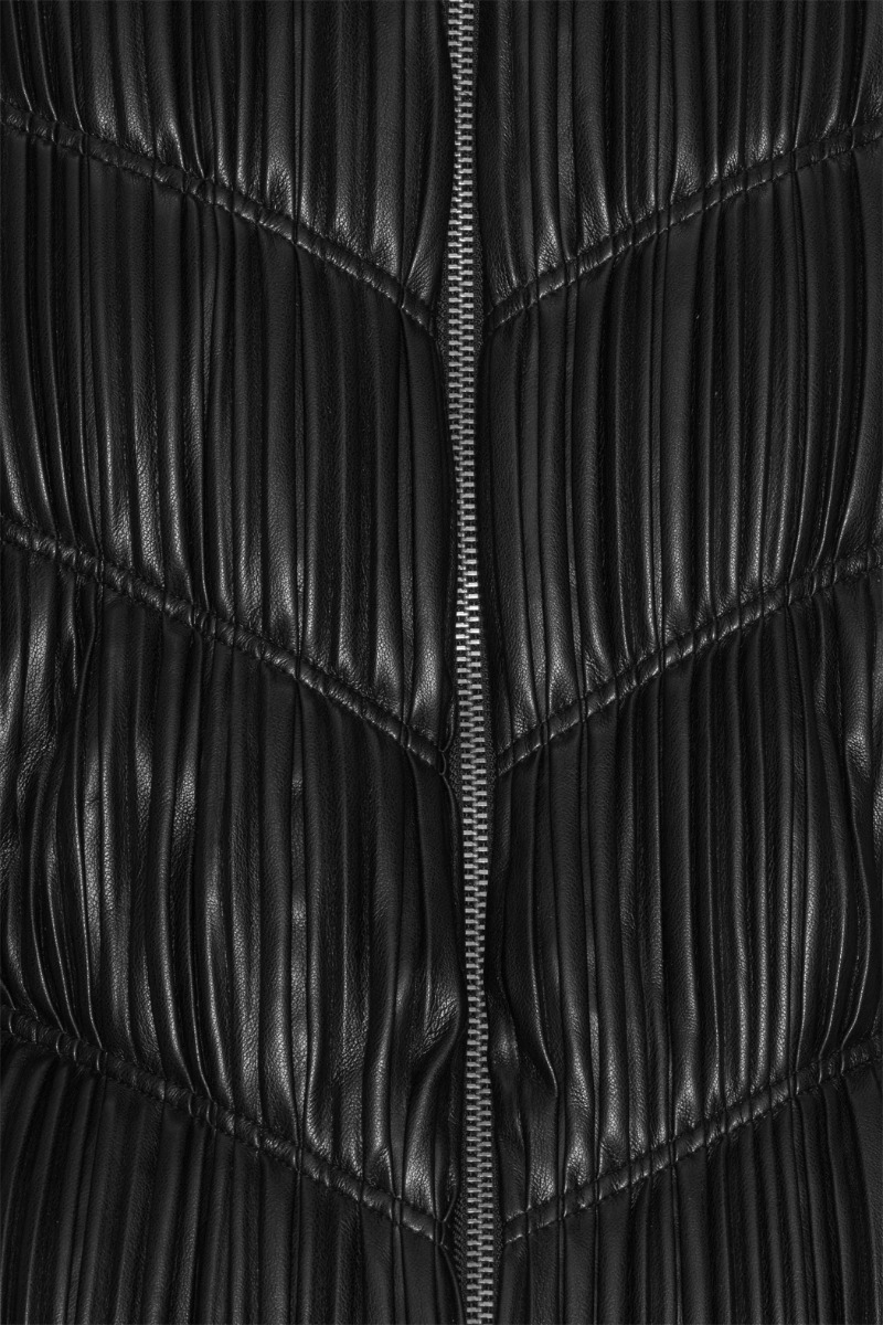 ブルゾン Rotate Birger Christensen Black Pleated Bomber With Zip Jacquard Draped Blazer Black - ROTATE Birger Christensen