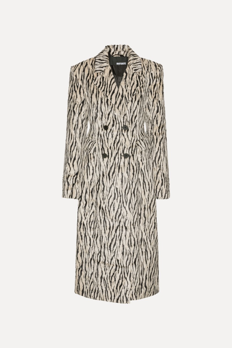 【関税&送料込】Rotate Birger Christensen Printed Faux Fur C Printed Faux Fur Coat Black Print - ROTATE Birger Christensen