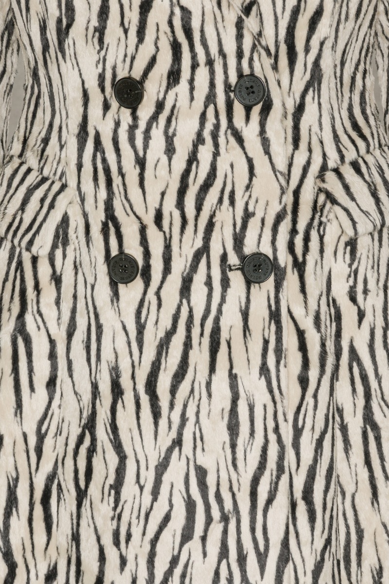 ムートン・ファーコート ROTATE BIRGER CHRISTENSEN PRINTED FAUX FUR COAT Printed Faux Fur Coat Black Print - ROTATE Birger Christensen