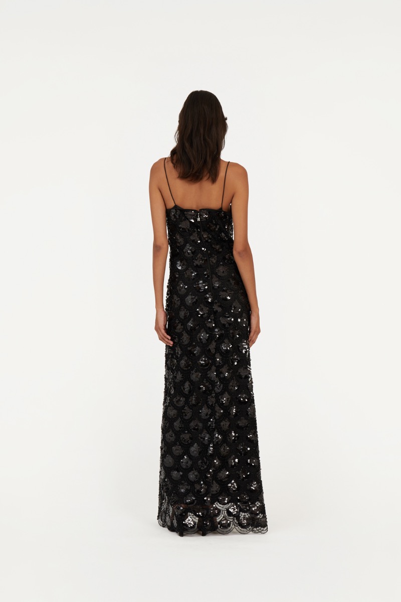 ROTATE ワンピース Sequined open-back maxi dress990956 Sequins Maxi Slip Dress Black - ROTATE Birger Christensen