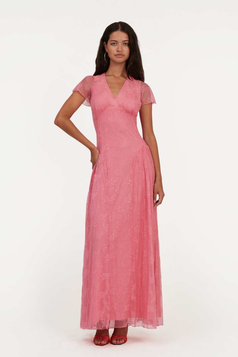 Lace Maxi Dress Pink - ROTATE Birger Christensen