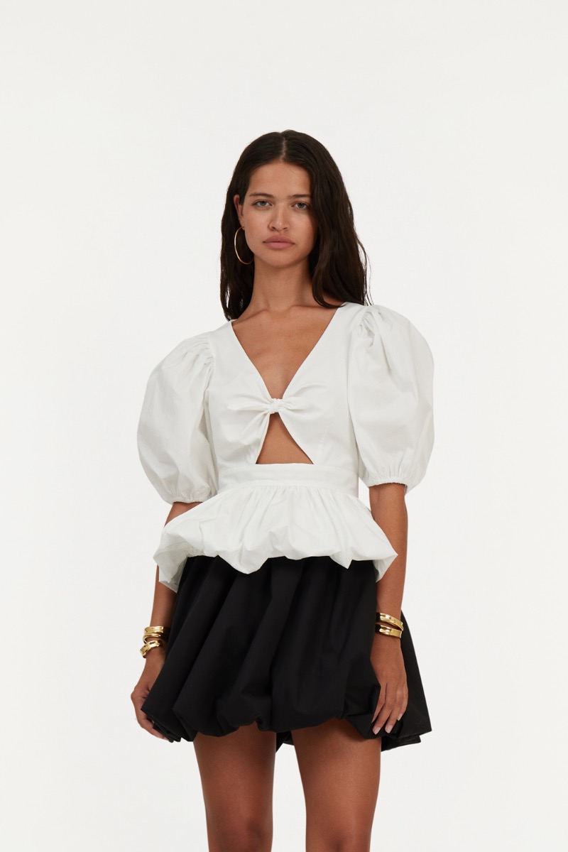 Puff Sleeve Bubble Top Bright White - ROTATE Birger Christensen