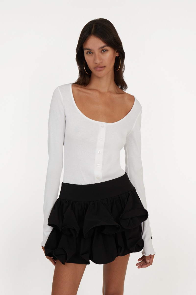 Wide Ruffle Mini Skirt Black - ROTATE Birger Christensen