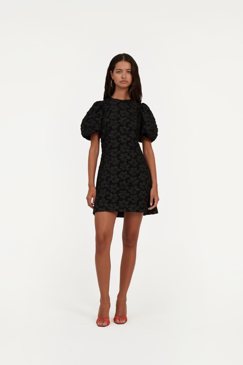 ワンピース ROTATE BIRGER CHRISTENSEN 'Flower Mesh Mini' dress Black Knit Racer Cut Dress Black - ROTATE Birger Christensen