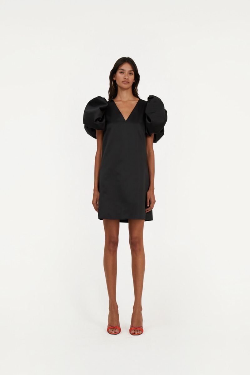 Satin Flower Dress Black - ROTATE Birger Christensen