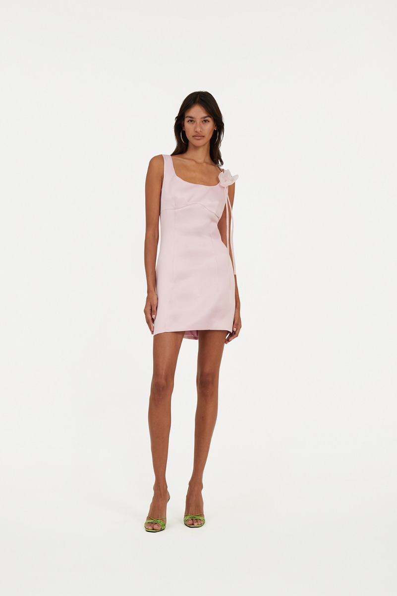 Satin Flower Dress Pink - ROTATE Birger Christensen