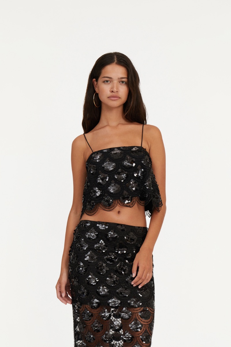 在庫処分 半額 Sequins Pencil Skirt Black - ROTATE Birger Christensen スカート