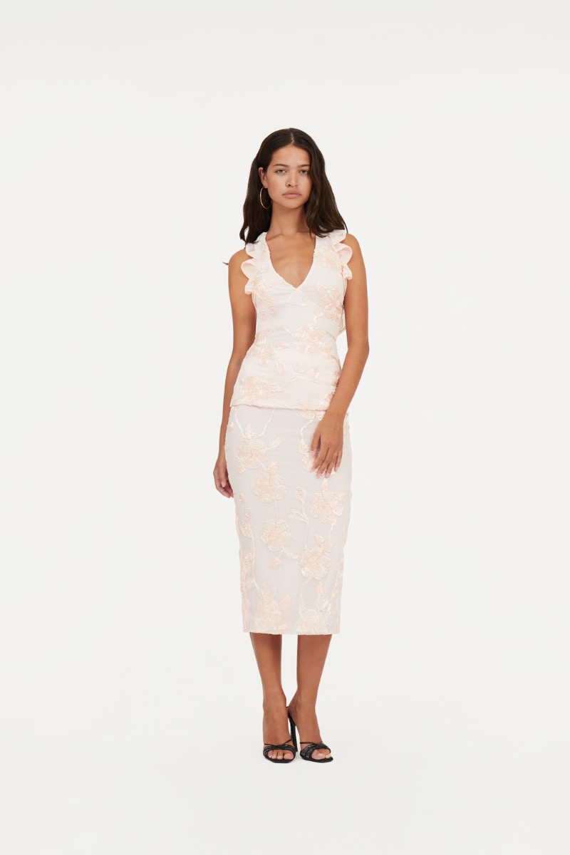 Flower Mesh Pencil Skirt Black - ROTATE Birger Christensen
