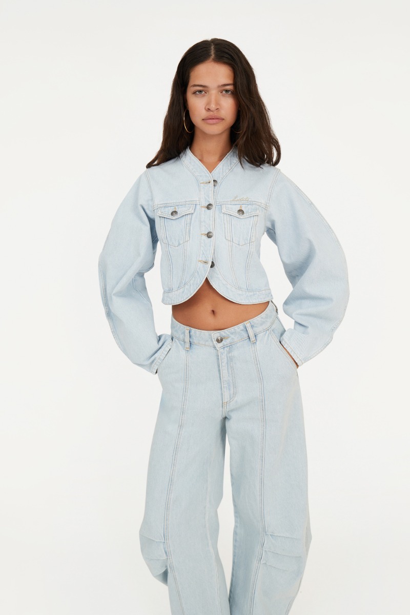 【BAON】Econde Hidden Banding Light Blue Denim Pants Cargo Denim Pants Light Blue - ROTATE Birger Christensen