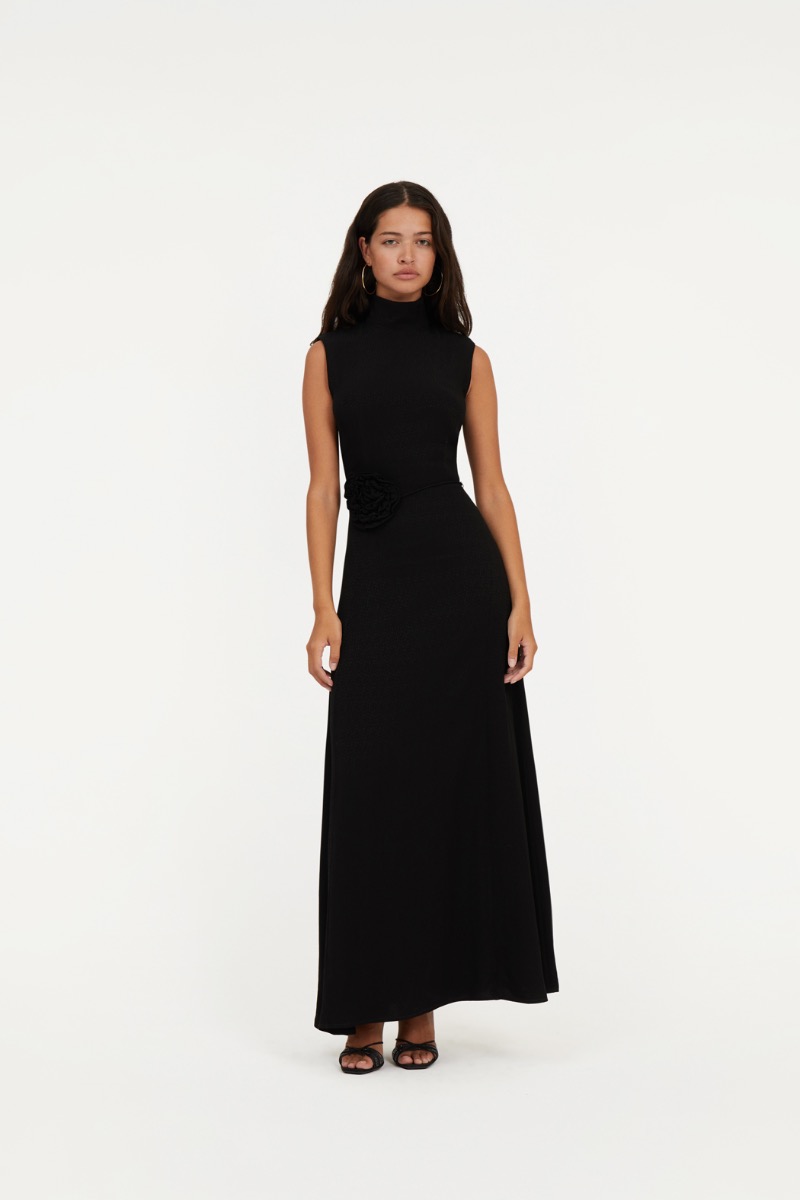 ROTATE ワンピース Shirred chiffon maxi dress964551 Printed chiffon maxi dress with ruffles and flounces powder