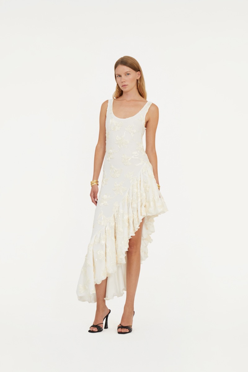 3d Lace Midi Dress White - ROTATE Birger Christensen