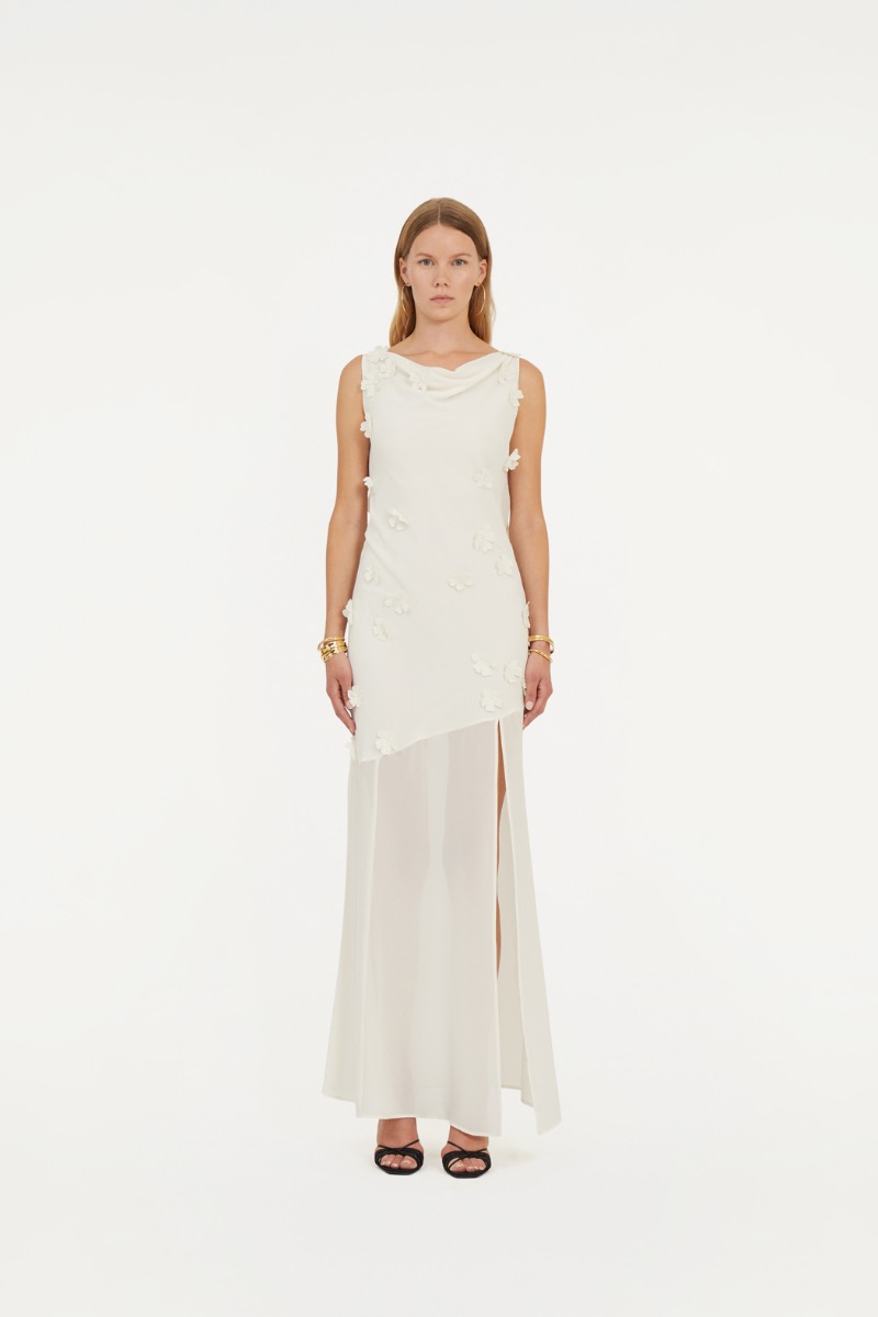 Maxi Asymmetric Dress White - ROTATE Birger Christensen