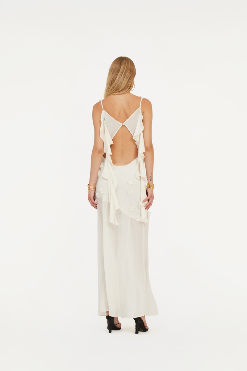 Maxi Halterneck Dress White - ROTATE Birger Christensen