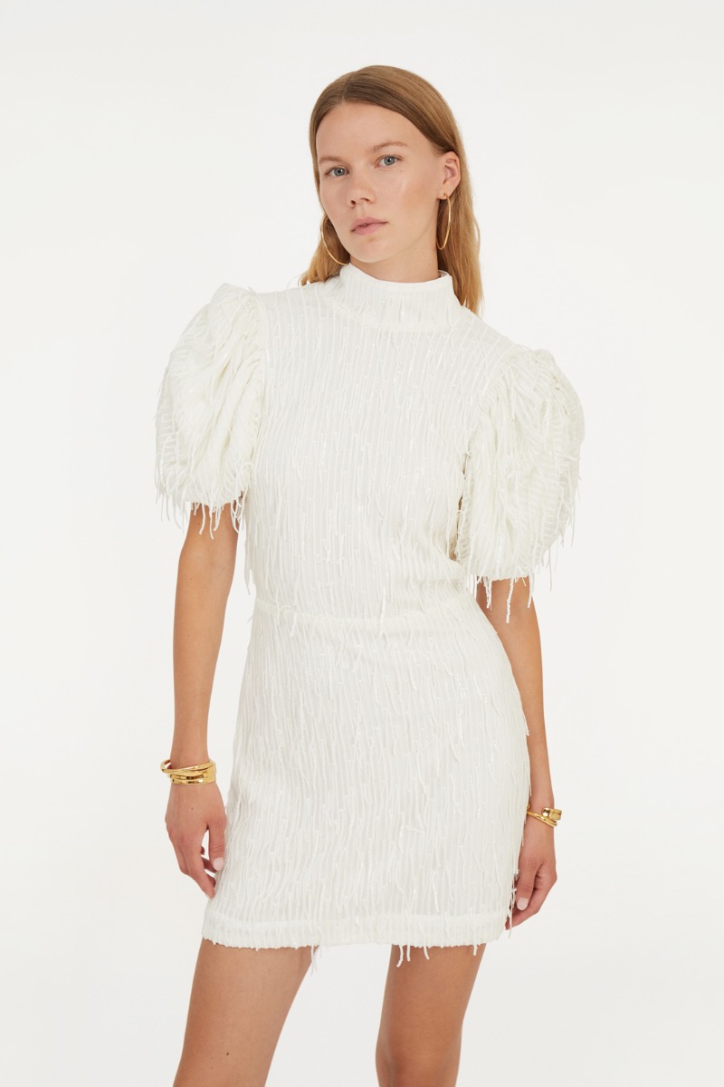 Mini Puff Sleeve Dress White - ROTATE Birger Christensen