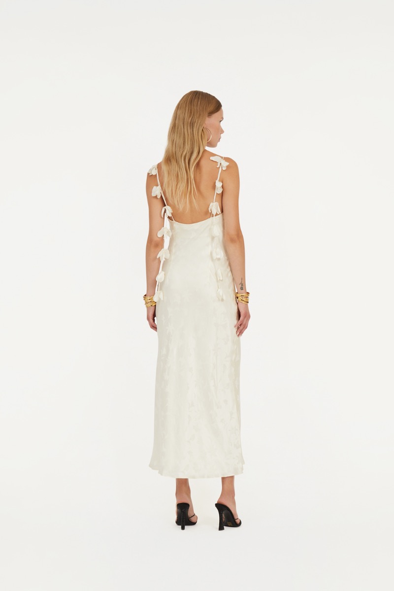 Satin Puff Midi Dress White - ROTATE Birger Christensen