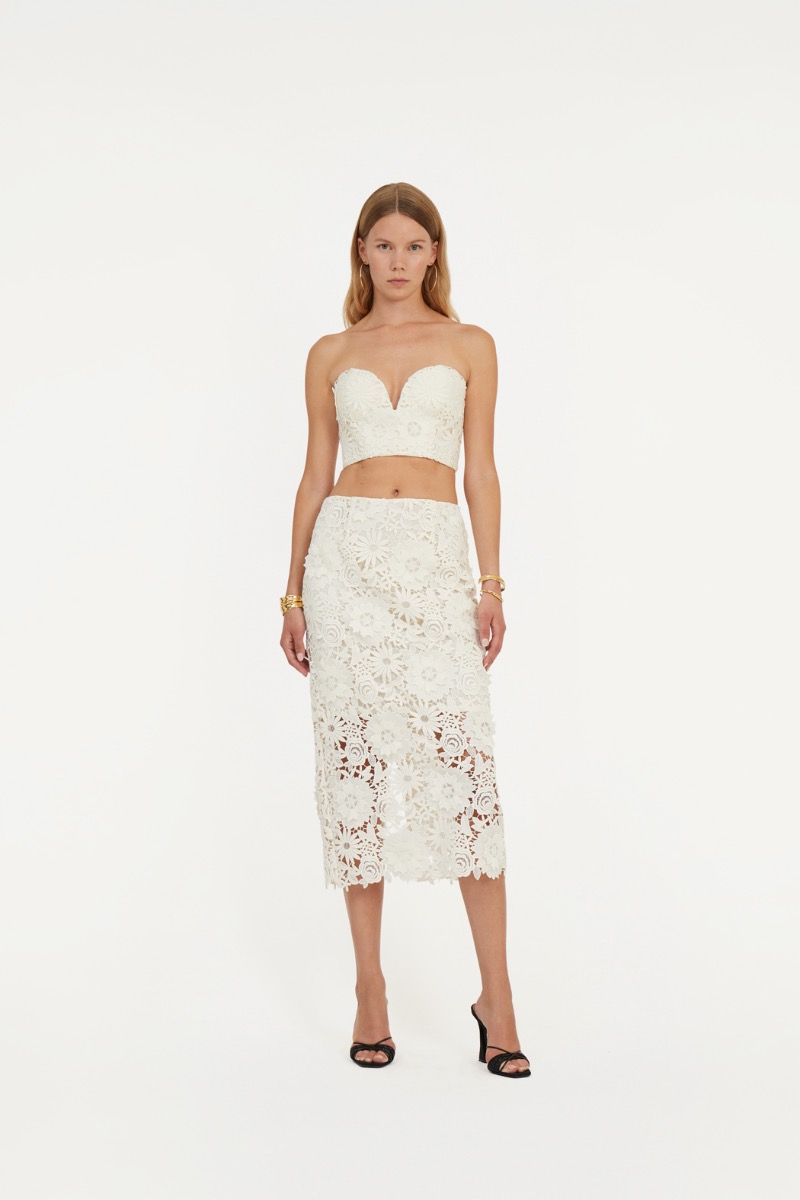 スカート ROTATE BIRGER CHRISTENSEN '3D Lace' skirt 3d Lace Pencil Skirt White - ROTATE Birger Christensen