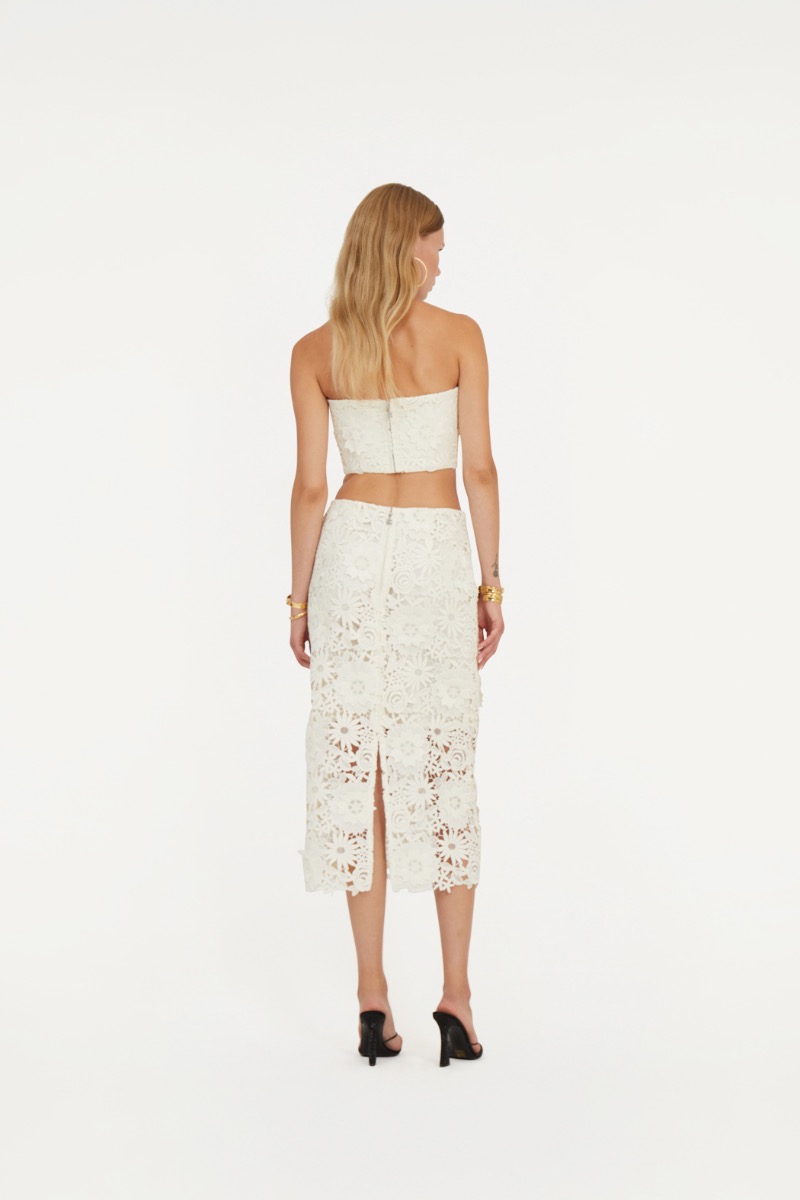 3d Lace Pencil Skirt White - ROTATE Birger Christensen