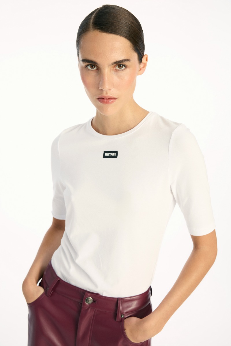 Cotton Short Sleeve Polo Bright White - ROTATE Birger