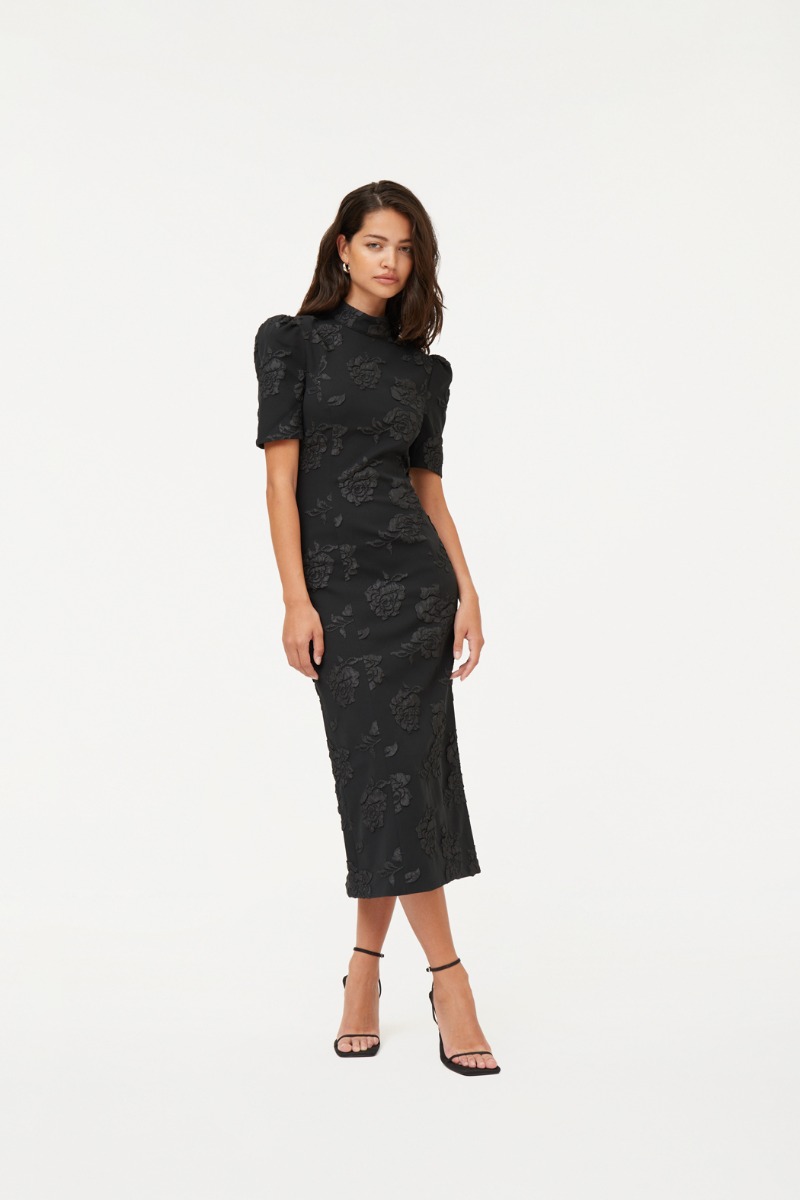 Jacquard Draped Dress Black - ROTATE Birger Christensen