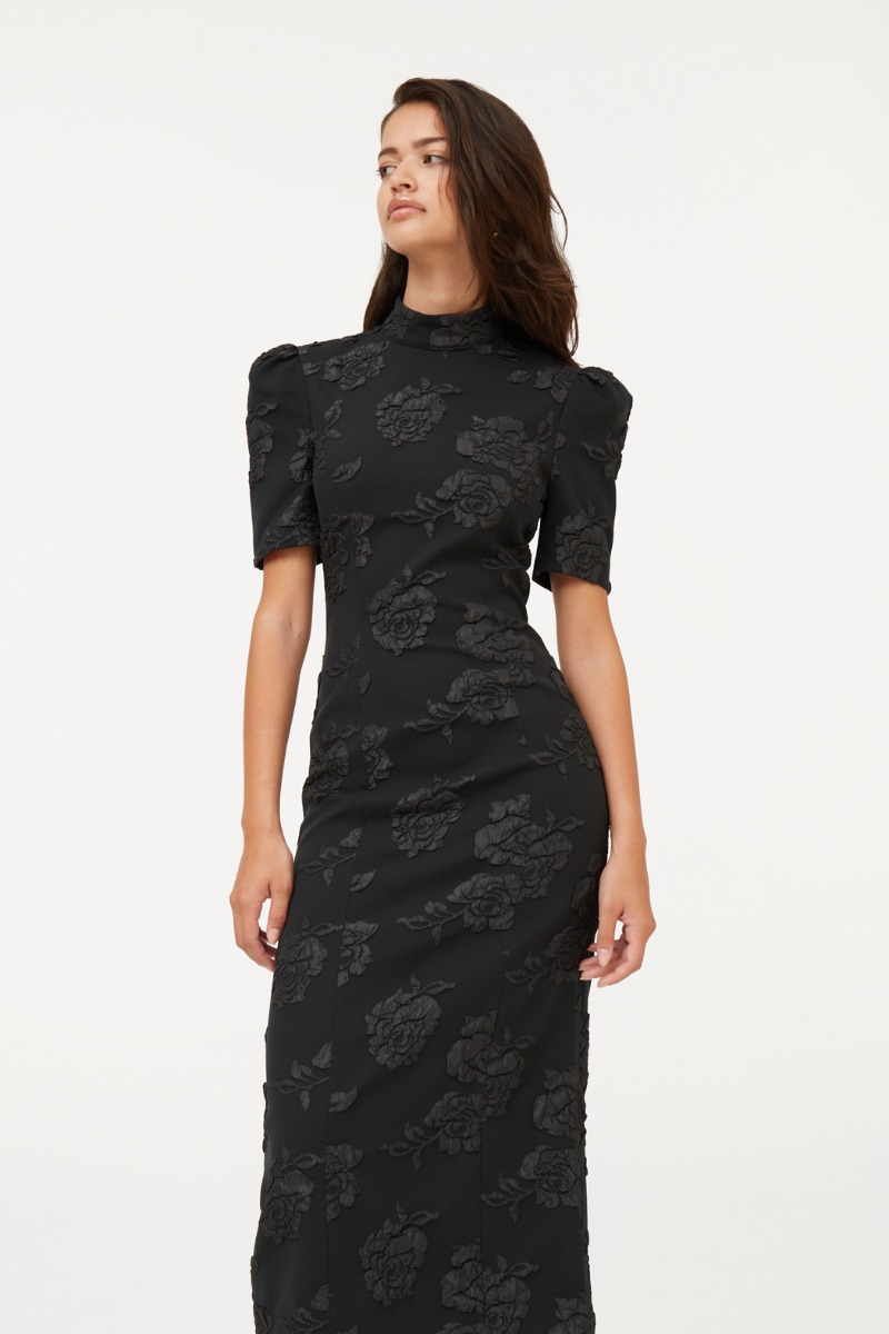 関税込【Rotate】Jacquard midi dress Jacquard Midi Dress Black - ROTATE Birger Christensen