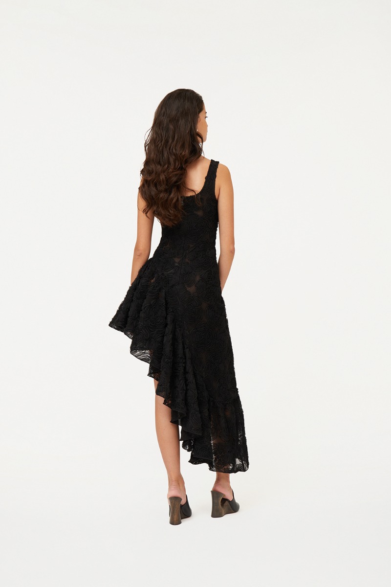 ワンピース ROTATE BIRGER CHRISTENSEN 'Flower mesh ruffle' dress Flower Mesh Ruffle Dress Black - ROTATE Birger Christensen