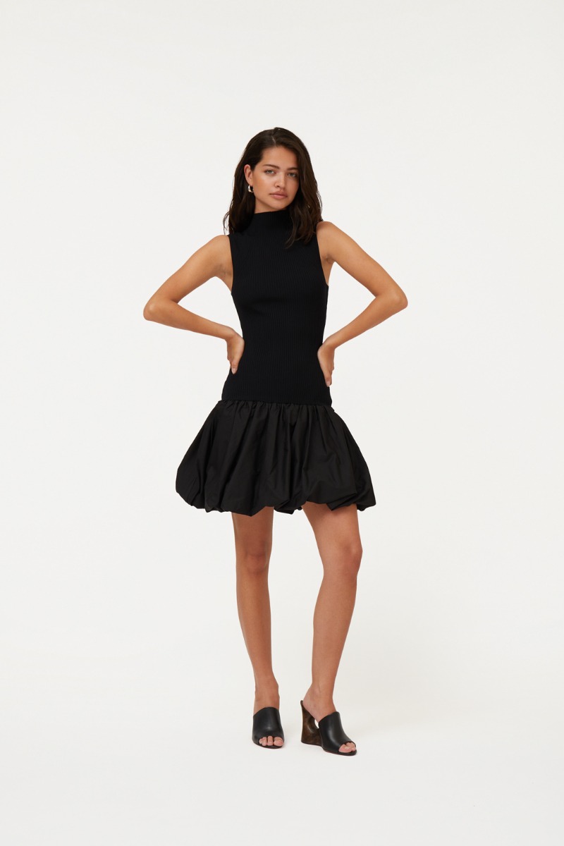 ワンピース ROTATE BIRGER CHRISTENSEN 'Flower mesh ruffle' dress Black Knit Racer Cut Dress Black - ROTATE Birger Christensen