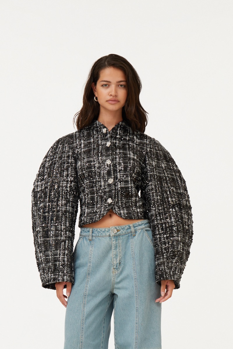 Boucle Jacket Black Print - ROTATE Birger Christensen