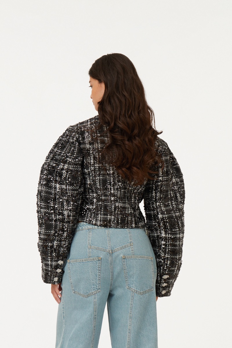 Boucle Jacket Black Print - ROTATE Birger Christensen