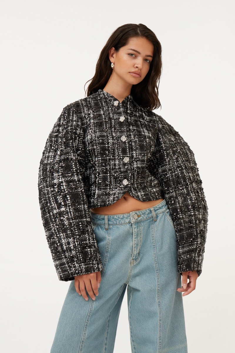 Faux Fur Crop Jacket Zebra Print - ROTATE Birger Christensen