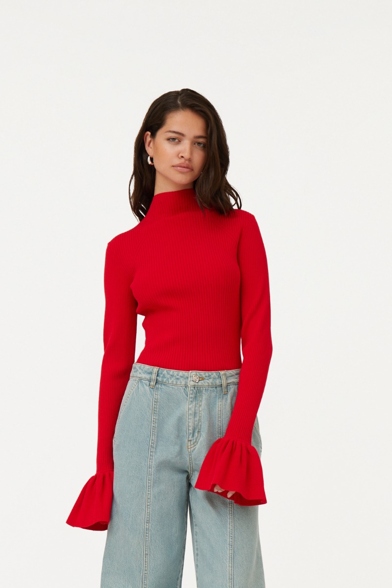 HERNO トロストリンクマキシトレス AB000028D12689 9210 Knit High Neck Top Red - ROTATE Birger Christensen