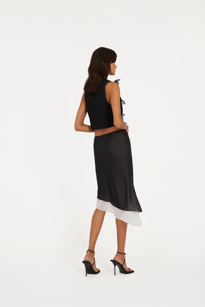 Two Layer Chiffon Skirt Black - ROTATE Birger Christensen Two Layer Chiffon Skirt Black - ROTATE Birger Christensen