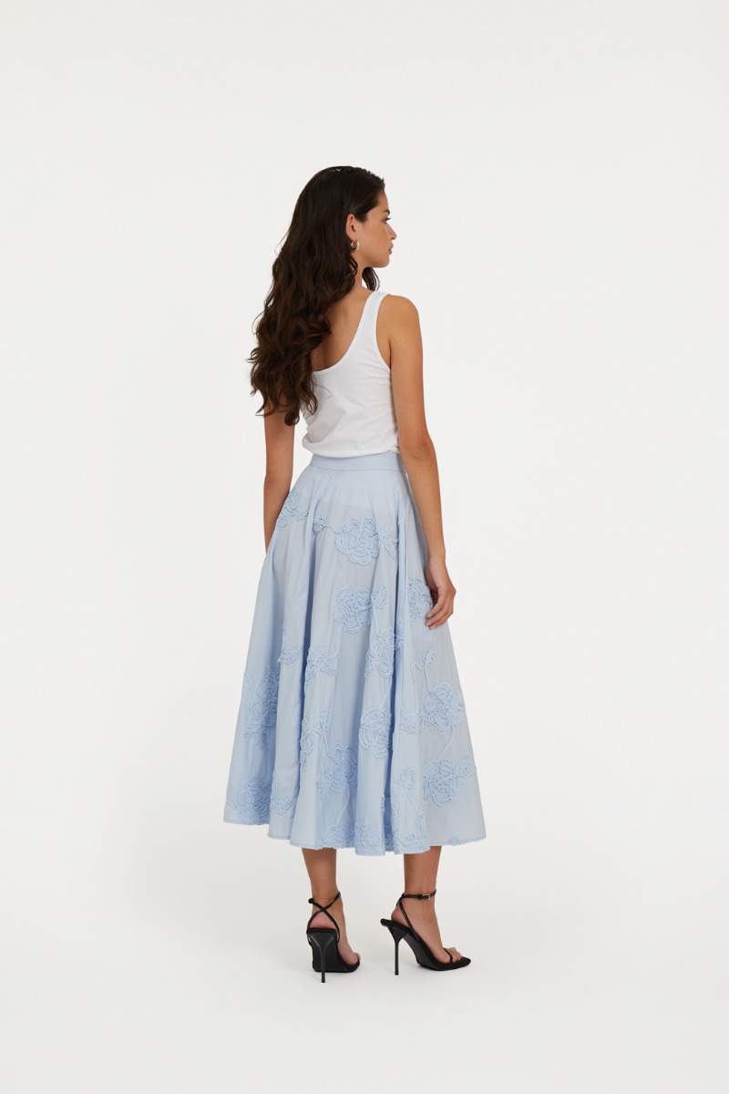 スカート Rotate Birger Christensen Floral Maxi Skirt Flower Maxi Skirt Light Blue - ROTATE Birger Christensen